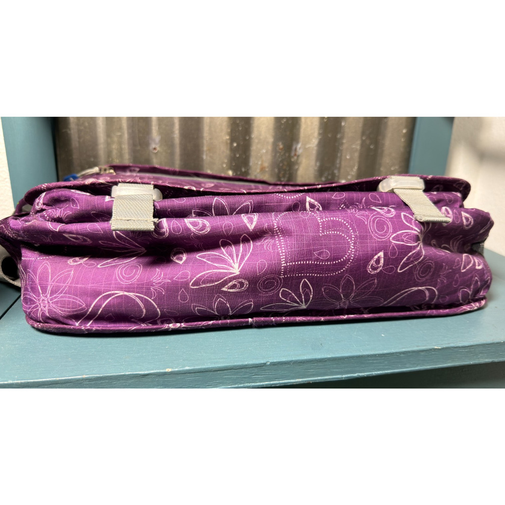 JWorld Thomas Purple Floral Heart Messenger Laptop Bag Crossbody School Commute - Picture 8 of 12